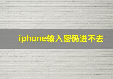 iphone输入密码进不去