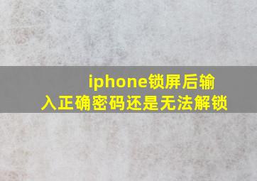 iphone锁屏后输入正确密码还是无法解锁