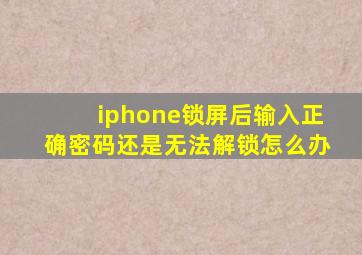 iphone锁屏后输入正确密码还是无法解锁怎么办