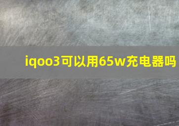 iqoo3可以用65w充电器吗