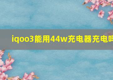 iqoo3能用44w充电器充电吗