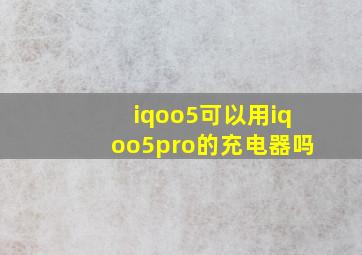 iqoo5可以用iqoo5pro的充电器吗