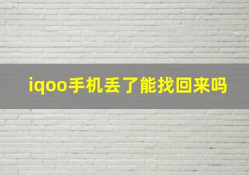 iqoo手机丢了能找回来吗