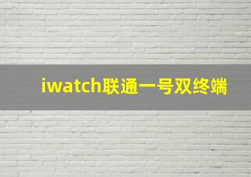 iwatch联通一号双终端