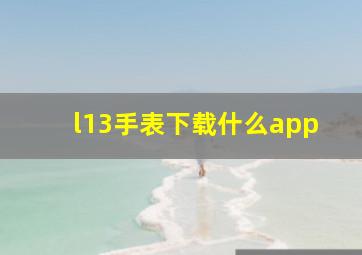 l13手表下载什么app