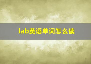 lab英语单词怎么读