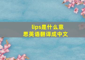 lips是什么意思英语翻译成中文