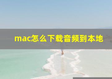 mac怎么下载音频到本地