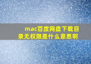 mac百度网盘下载目录无权限是什么意思啊