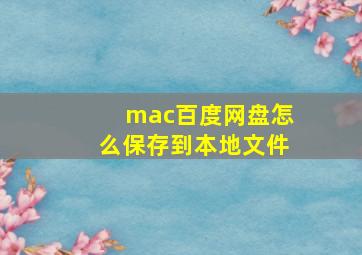 mac百度网盘怎么保存到本地文件