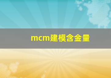 mcm建模含金量