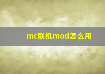 mc联机mod怎么用