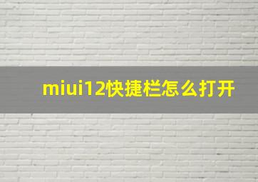 miui12快捷栏怎么打开