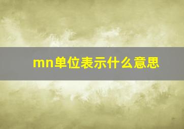 mn单位表示什么意思