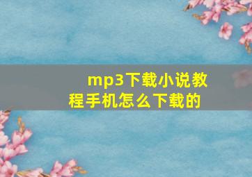 mp3下载小说教程手机怎么下载的