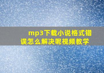 mp3下载小说格式错误怎么解决呢视频教学