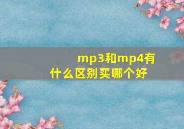 mp3和mp4有什么区别买哪个好