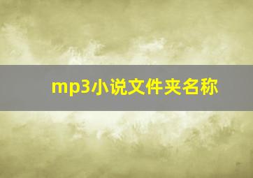 mp3小说文件夹名称