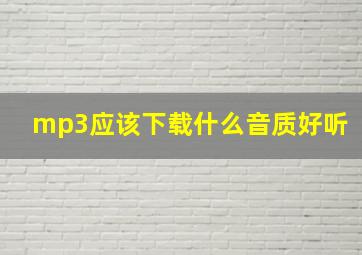 mp3应该下载什么音质好听