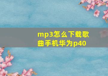 mp3怎么下载歌曲手机华为p40