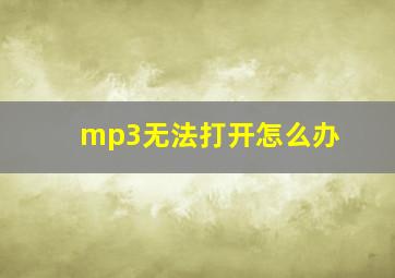 mp3无法打开怎么办