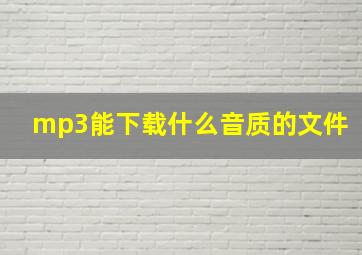 mp3能下载什么音质的文件