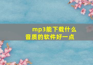 mp3能下载什么音质的软件好一点