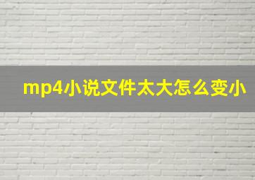 mp4小说文件太大怎么变小