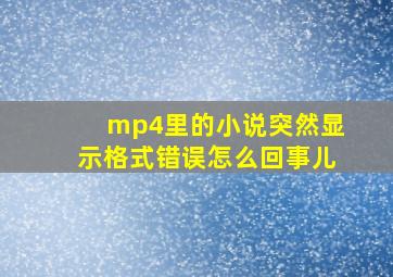 mp4里的小说突然显示格式错误怎么回事儿