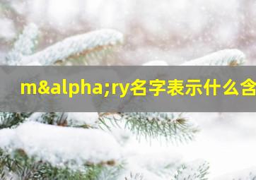 mαry名字表示什么含义