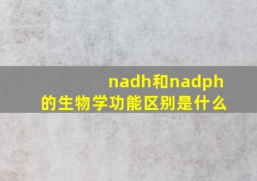 nadh和nadph的生物学功能区别是什么