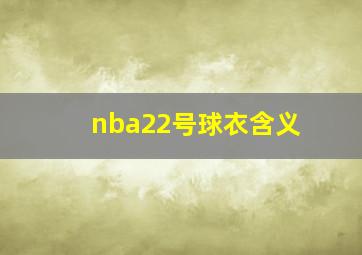 nba22号球衣含义