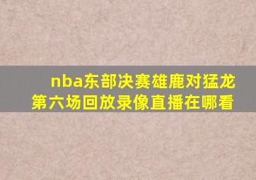 nba东部决赛雄鹿对猛龙第六场回放录像直播在哪看