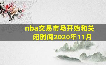 nba交易市场开始和关闭时间2020年11月