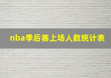 nba季后赛上场人数统计表