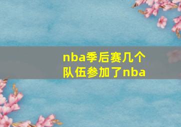 nba季后赛几个队伍参加了nba