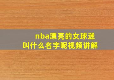 nba漂亮的女球迷叫什么名字呢视频讲解