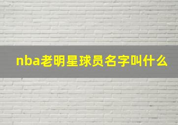 nba老明星球员名字叫什么