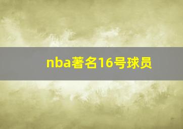 nba著名16号球员