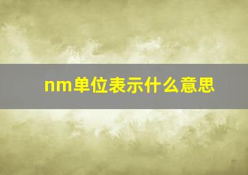 nm单位表示什么意思