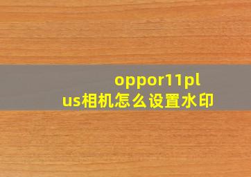 oppor11plus相机怎么设置水印