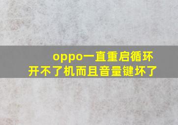 oppo一直重启循环开不了机而且音量键坏了