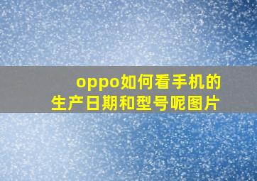 oppo如何看手机的生产日期和型号呢图片