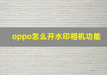 oppo怎么开水印相机功能