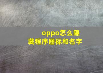 oppo怎么隐藏程序图标和名字