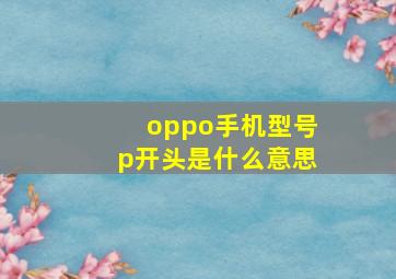 oppo手机型号p开头是什么意思