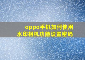 oppo手机如何使用水印相机功能设置密码