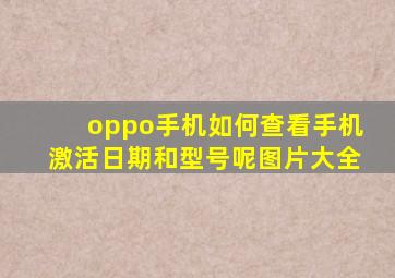 oppo手机如何查看手机激活日期和型号呢图片大全