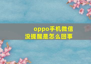 oppo手机微信没提醒是怎么回事