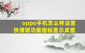 oppo手机怎么样设置快捷键功能图标显示桌面